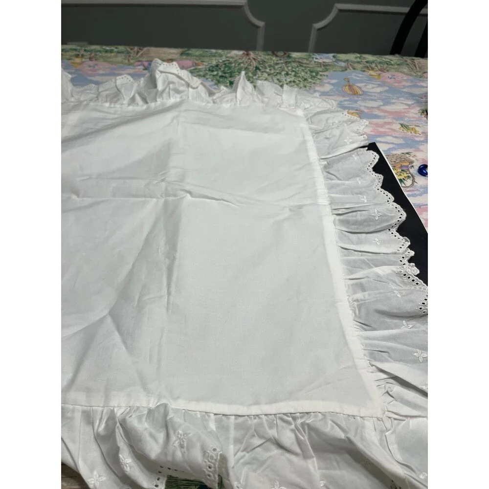 Ralph Lauren White Eyelet Lace Ruffled King Size Bed Sham